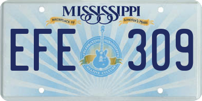 MS license plate EFE309