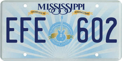 MS license plate EFE602