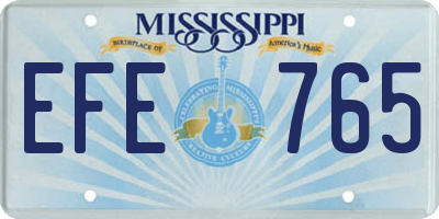 MS license plate EFE765