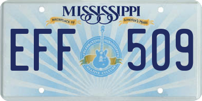 MS license plate EFF509