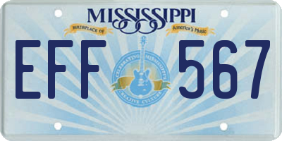 MS license plate EFF567