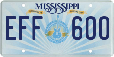 MS license plate EFF600