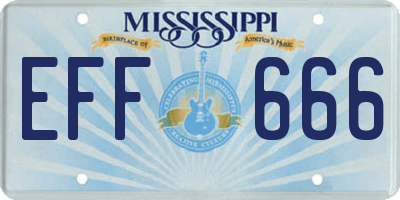 MS license plate EFF666