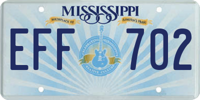 MS license plate EFF702