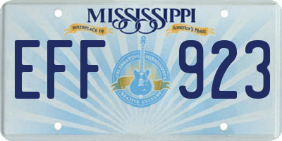 MS license plate EFF923
