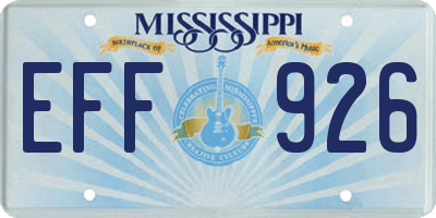 MS license plate EFF926