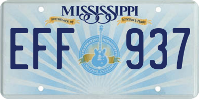 MS license plate EFF937