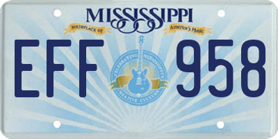 MS license plate EFF958