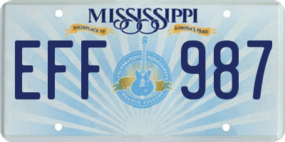 MS license plate EFF987