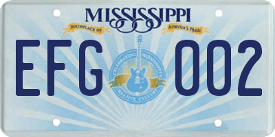 MS license plate EFG002