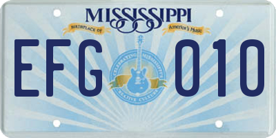 MS license plate EFG010