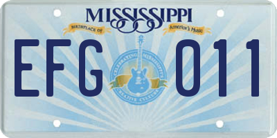 MS license plate EFG011