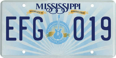 MS license plate EFG019