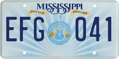 MS license plate EFG041