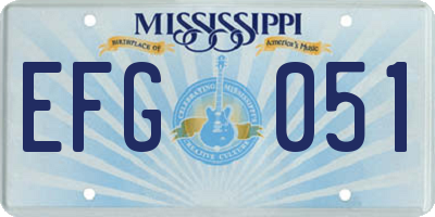 MS license plate EFG051