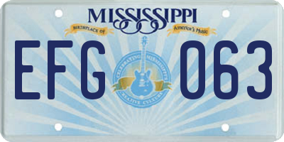MS license plate EFG063