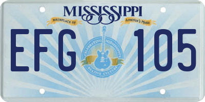MS license plate EFG105