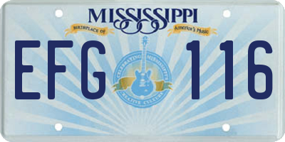 MS license plate EFG116