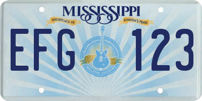 MS license plate EFG123