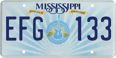 MS license plate EFG133