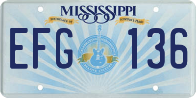 MS license plate EFG136