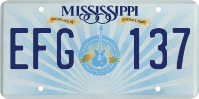 MS license plate EFG137
