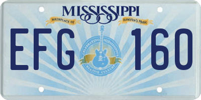 MS license plate EFG160