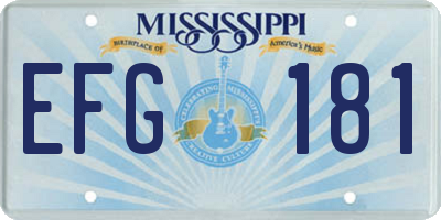 MS license plate EFG181