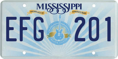 MS license plate EFG201