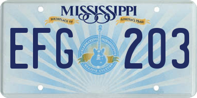 MS license plate EFG203