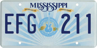 MS license plate EFG211
