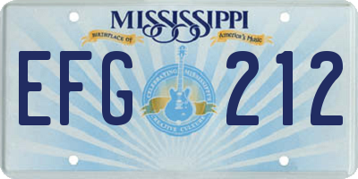 MS license plate EFG212