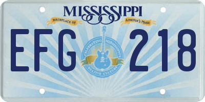 MS license plate EFG218