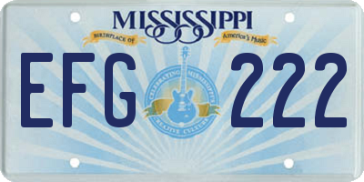 MS license plate EFG222
