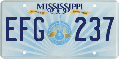 MS license plate EFG237