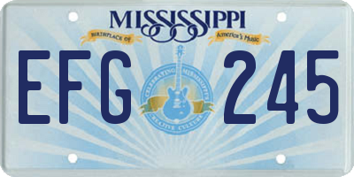 MS license plate EFG245