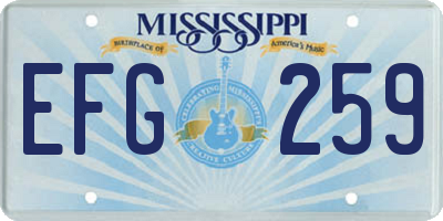 MS license plate EFG259