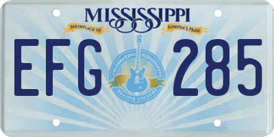 MS license plate EFG285