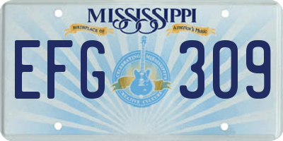MS license plate EFG309