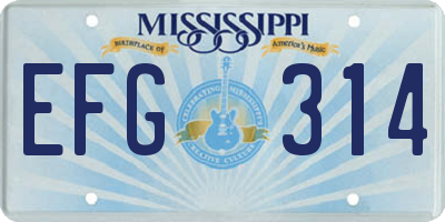 MS license plate EFG314