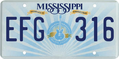 MS license plate EFG316