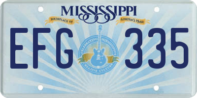 MS license plate EFG335