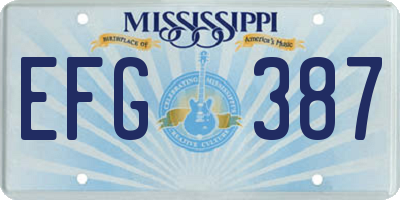MS license plate EFG387