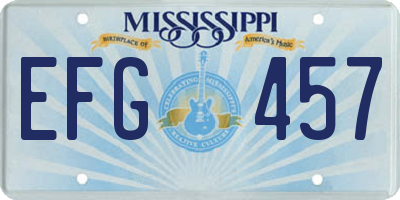 MS license plate EFG457
