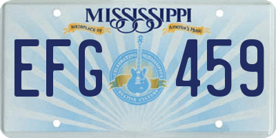 MS license plate EFG459