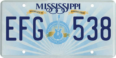 MS license plate EFG538