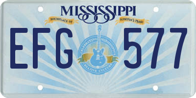 MS license plate EFG577