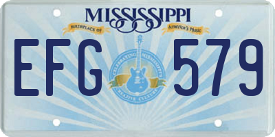 MS license plate EFG579