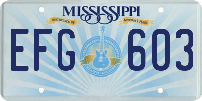 MS license plate EFG603