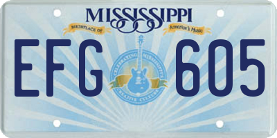 MS license plate EFG605